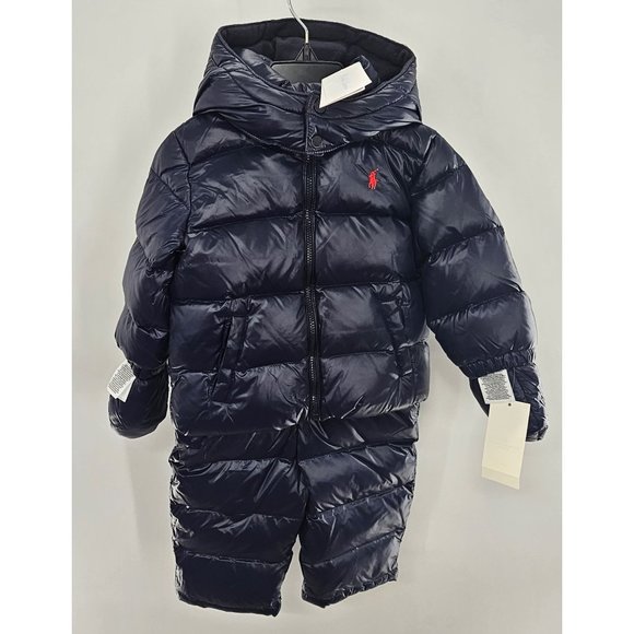 NEW!! Polo Ralph Lauren Baby Boy Water-Repellent Down Snowsuit Set 9 months - Picture 6 of 9